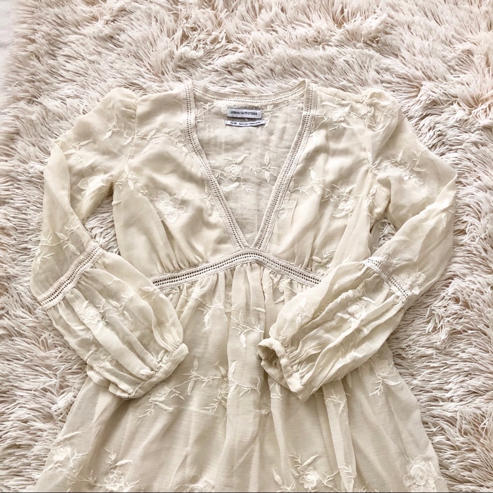 Embroidery white summer dress